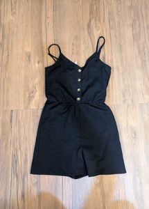 Cute Black Button-Front Romper
