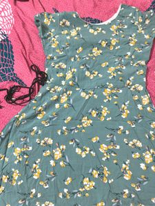 Floral Print Dress with Belt