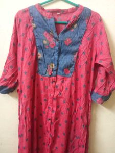 Pink Floral Print Kurti