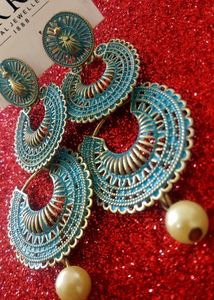 AQUA BLUE OXIDIZED JHUMKA