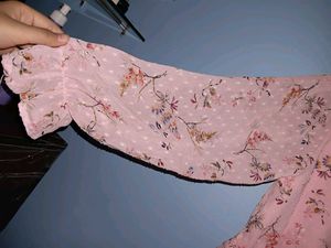 Pink Floral Chiffon Party Wear Top