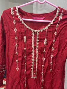 Maroon Embellished Kurti