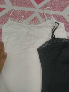 Lace Trim Cami Tanks - Black &amp; White