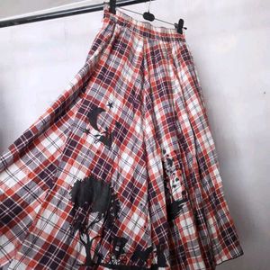 Vintage Plaid Midi Skirt