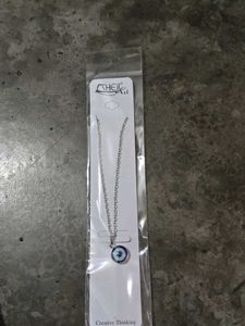 Evil Eyes Round Blue Silver Chain (Pack 1
