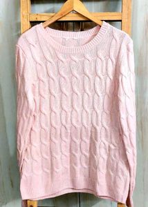 Pink Cable Knit Sweater size-38