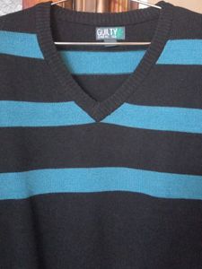 Black And Blue Stripped Long Sweater