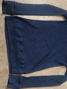 Navy Ribbed Mock Neck Top