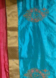 Blue Pink Combination Soft Silk Saree