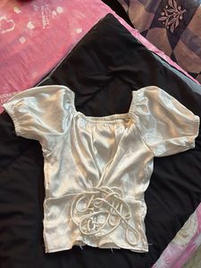 Satin Puff Sleeve Top Corset Fix Price