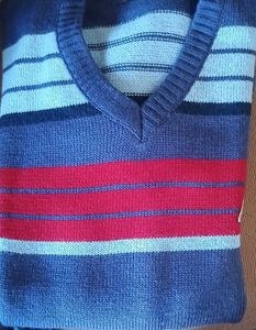 Striped Knit V-Neck Sweater