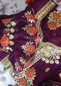 Elegant Embroidered Purple Salwar Kameez
