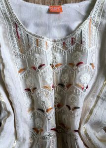 Elegant Ivory Chanderi Cotton Kurti