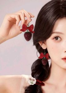 Coquette Strawberry Bow Earrings For Women 🍓🎀