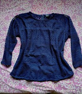 Elegant Navy Lace Top