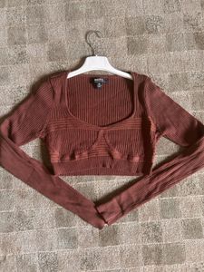 Hera Ribbed Knit Long Sleeve Crop Top