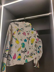 Funky Graphic Print Denim Jacket