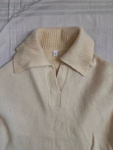 Creamy Knit Polo Sweater