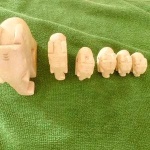 Vintage Hand Carved Stone Elephants