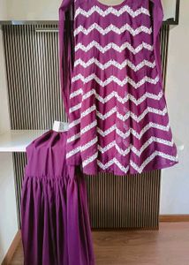 purple Sleeveless suit set with duppata