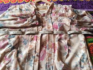 Floral Print Blouse with Tie Neck