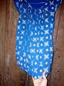 Blue With White Floral Design Top