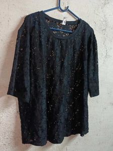 🇨🇳 Oversized See-through Fashion Lace Top Black