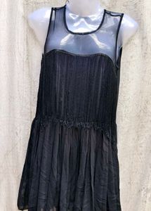 Black Sheer Fringe Dress