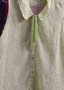 Fresh Green Floral Sleeveless Shirt