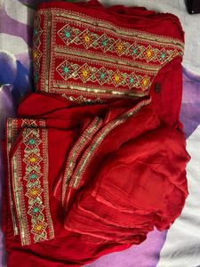 Price Drop New Stitched Red Colour Suit With embro