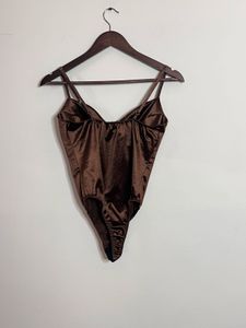 Brown Satin Bodysuit