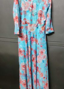 Floral Print Floor Touch Gown