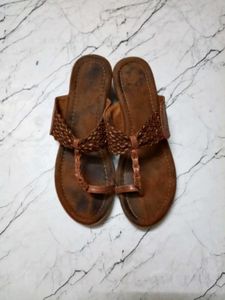 Braided Brown Thong Sandals