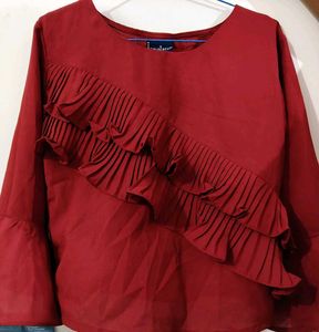 Red Ruffled Top