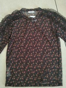 net Top Floral Print