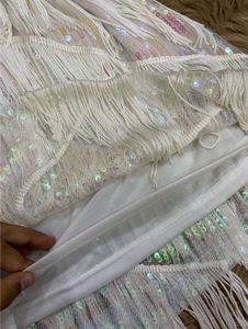 Luxury Couture White Fringe Mini Dress