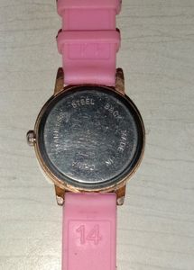 Y.B Round Diamond Pink Analog Watch ||