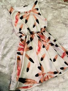 Feather Print Sleeveless Dress