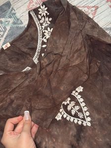 Brown Embroidered Tunic Top