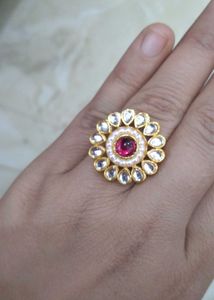 Gold Plated Kundan Ring
