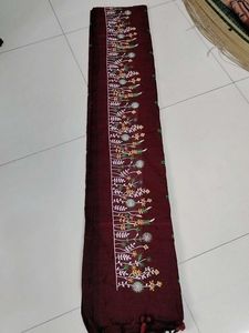 Meroon Khadi Cotton Embroidery Saree...