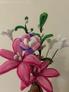 Pink Lily Pipe cleaner flower bunch