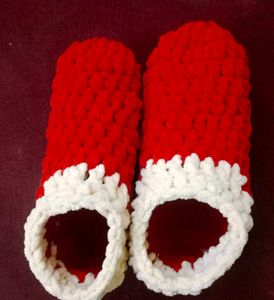 Cozy Red Crochet Slippers