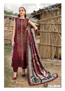 Elegant Maroon Embroidered Suit