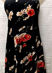 Floral Long Black Gown