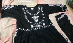 Elegant Black Embroidered Anarkali Suit