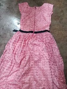 Pink Girls&#39; Dress with Black Bow