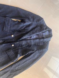 Navy Tweed Blazer with Pearl Buttons