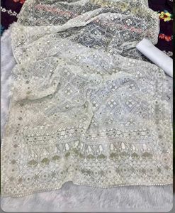 Embroidery organza saree