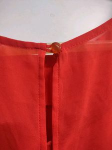 Red Layered Party Chiffon Shimmery Top (XL)